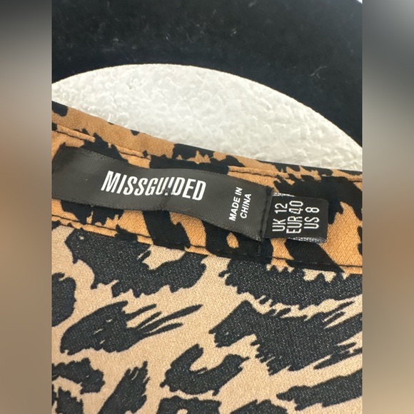 Missguided leopard print short sleeve button down smock shirtdress size 8 - Picture 4 of 9